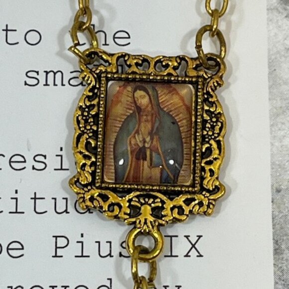 Rosary Beads Prayer Card The 15 Promises of Mary Our Lady of Guadalupe - Picture 3 of 7